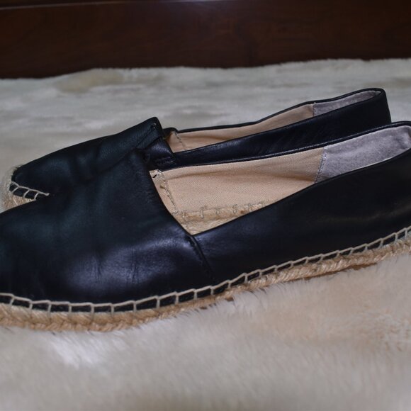 Sam Edelman Lynn Black Leather Espadrille Flats Size 8.5 Slip On Boho Shoes - Picture 6 of 14